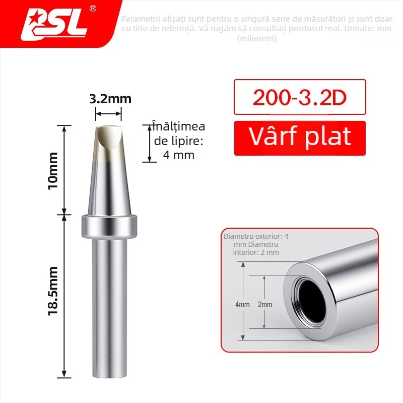 Vârf de lipit BSL 200 pentru fierul de lipit electric, 90W, înaltă frecvență, vârf curbat 203, rezistent la temperaturi înalte, încălzire rapidă