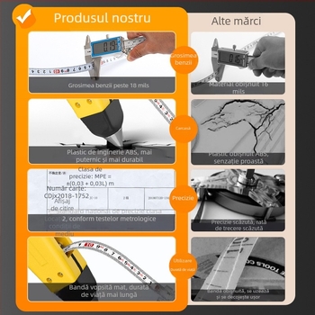 Set de bandă de măsurat: 50 m bandă din oțel, 30 m bandă flexibilă, 100 m bandă din oțel pentru construcții, husă de transport