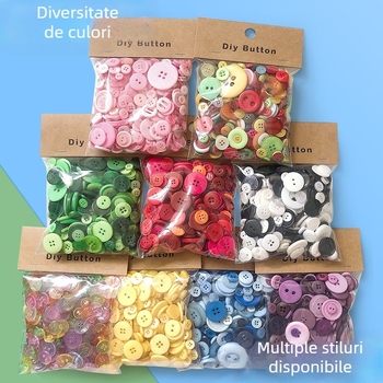 Năsturi din rășină, colorate, cu orificii, pe carduri de hârtie, pentru proiecte handmade