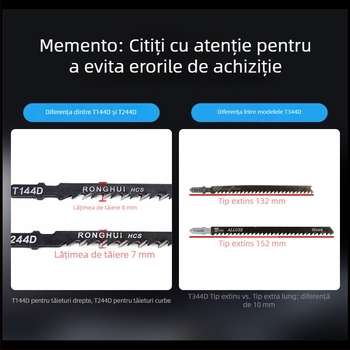 Lama de fierăstrău pendular pentru lemn, lungime extinsă, T244D oțel de înaltă viteză, 101A0, placă metalică cu orificiu, dinți grosieri/medii/fini.