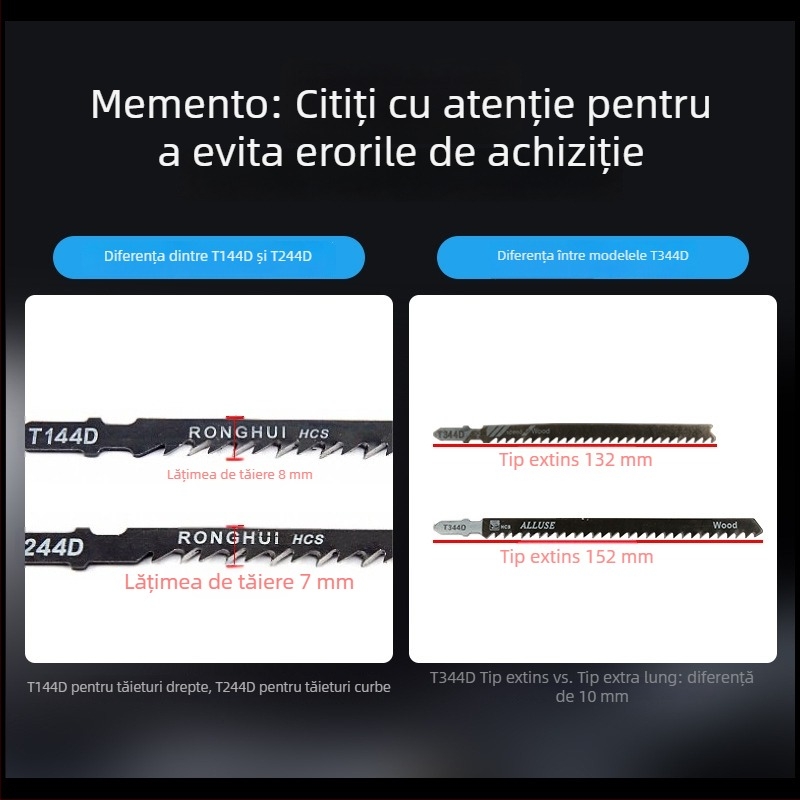 Lama de fierăstrău pendular pentru lemn, lungime extinsă, T244D oțel de înaltă viteză, 101A0, placă metalică cu orificiu, dinți grosieri/medii/fini.
