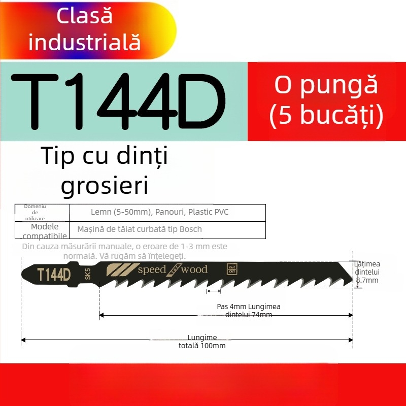 Lama de fierăstrău pendular pentru lemn, lungime extinsă, T244D oțel de înaltă viteză, 101A0, placă metalică cu orificiu, dinți grosieri/medii/fini.