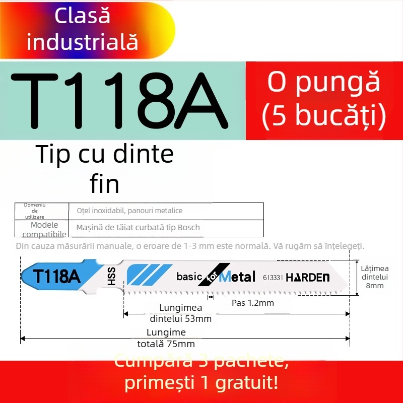 Lama de fierăstrău pendular pentru lemn, lungime extinsă, T244D oțel de înaltă viteză, 101A0, placă metalică cu orificiu, dinți grosieri/medii/fini.