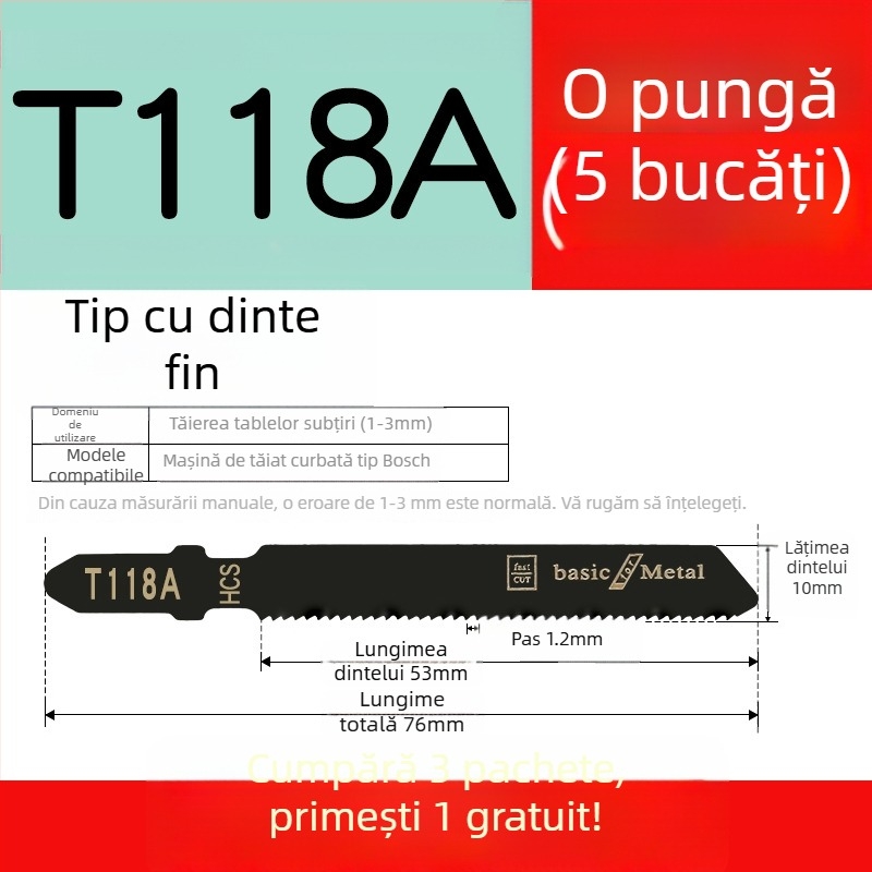 Lama de fierăstrău pendular pentru lemn, lungime extinsă, T244D oțel de înaltă viteză, 101A0, placă metalică cu orificiu, dinți grosieri/medii/fini.
