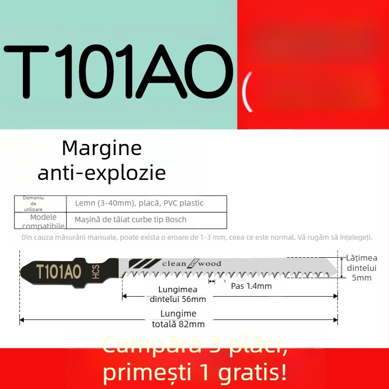 Lama de fierăstrău pendular pentru lemn, lungime extinsă, T244D oțel de înaltă viteză, 101A0, placă metalică cu orificiu, dinți grosieri/medii/fini.