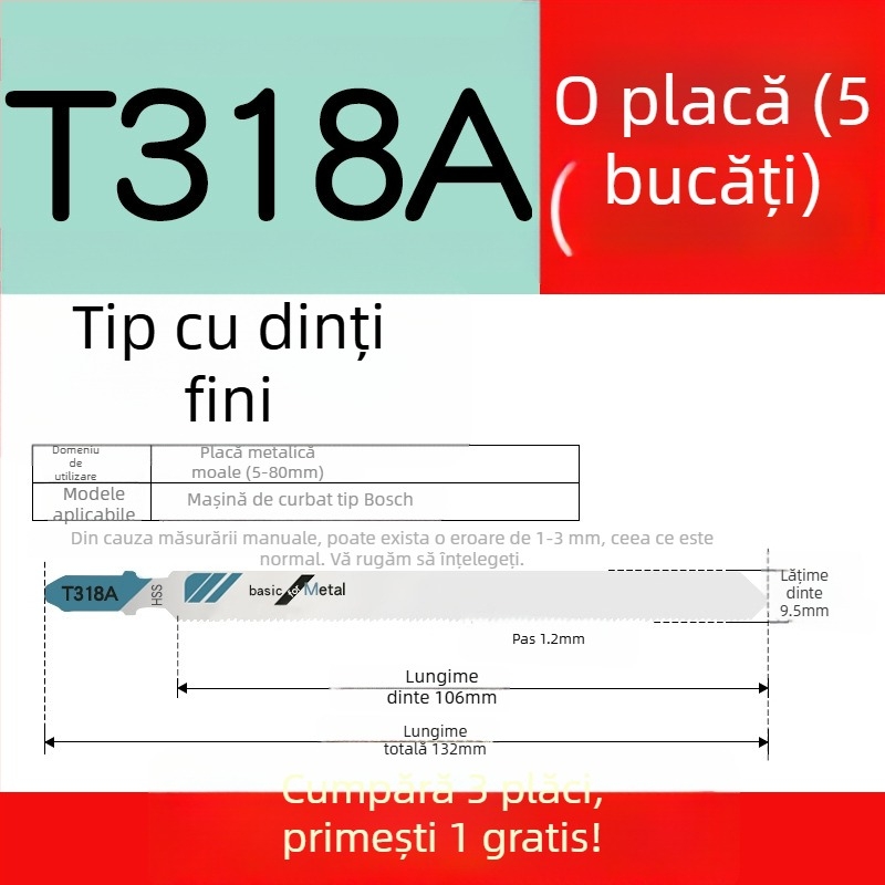 Lama de fierăstrău pendular pentru lemn, lungime extinsă, T244D oțel de înaltă viteză, 101A0, placă metalică cu orificiu, dinți grosieri/medii/fini.