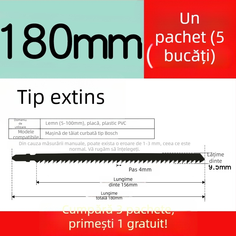 Lama de fierăstrău pendular pentru lemn, lungime extinsă, T244D oțel de înaltă viteză, 101A0, placă metalică cu orificiu, dinți grosieri/medii/fini.
