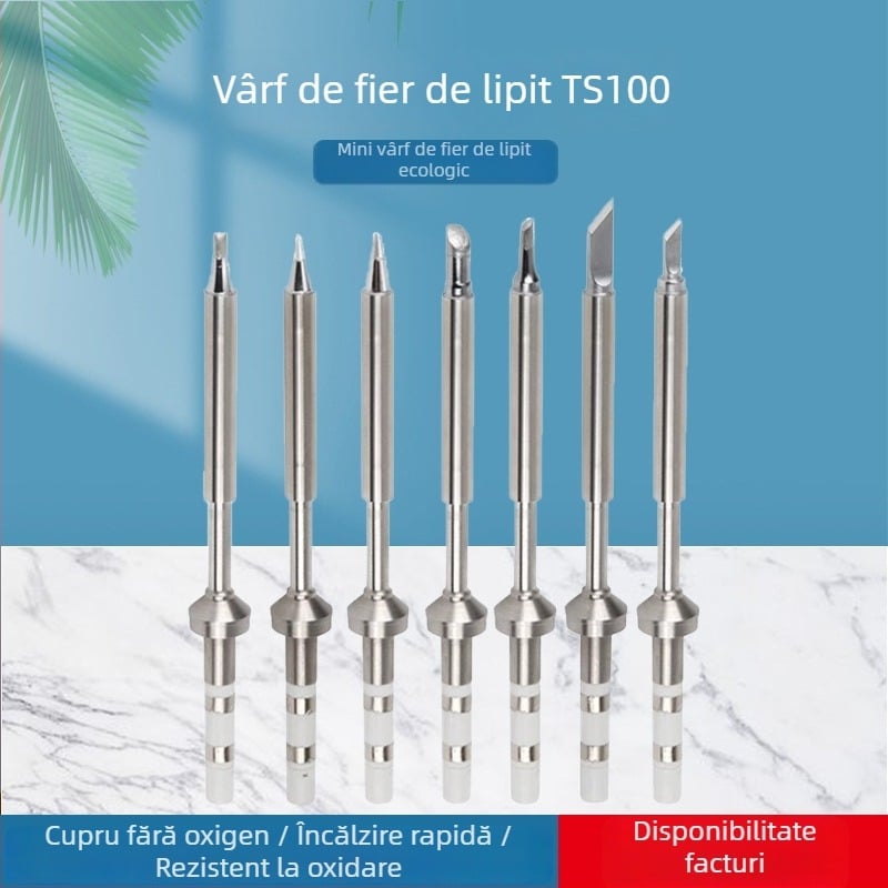 Gust Set de vârfuri pentru un lipitor portabil TS100 cu temperatură constantă – 101 vârfuri: vârf lamă, vârf în formă de copită și vârf ascuțit