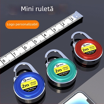 Cadou personalizat: Bandă de măsurat mică 2 m cu carcasă ABS, bandă metalică portabilă, la modă