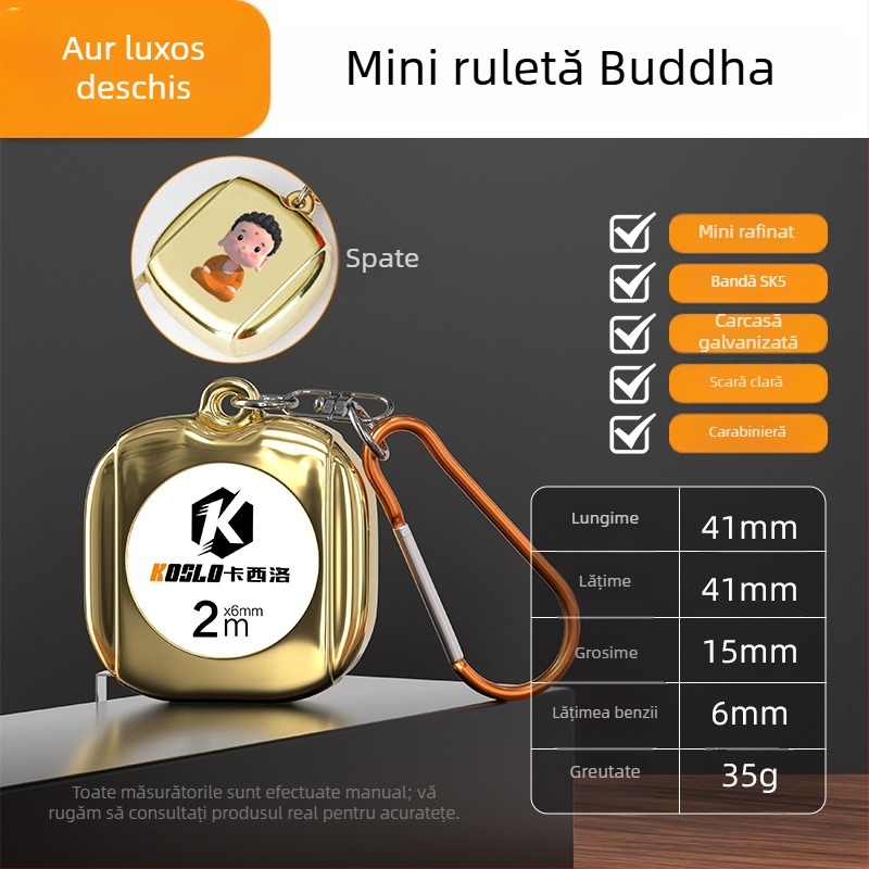 Cadou personalizat: Bandă de măsurat mică 2 m cu carcasă ABS, bandă metalică portabilă, la modă