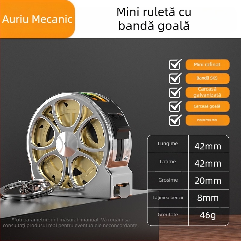 Cadou personalizat: Bandă de măsurat mică 2 m cu carcasă ABS, bandă metalică portabilă, la modă
