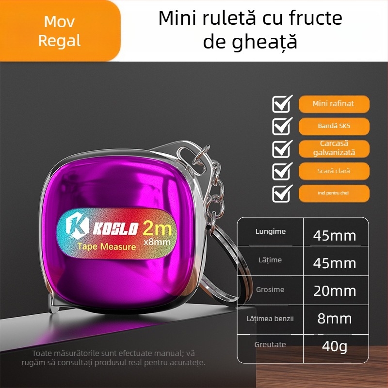 Cadou personalizat: Bandă de măsurat mică 2 m cu carcasă ABS, bandă metalică portabilă, la modă