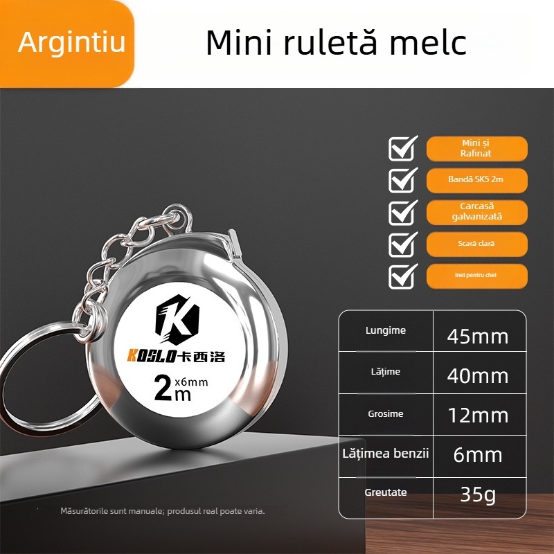 Cadou personalizat: Bandă de măsurat mică 2 m cu carcasă ABS, bandă metalică portabilă, la modă
