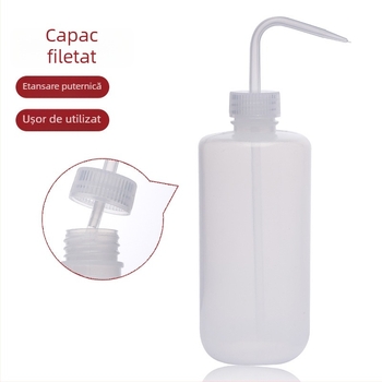 Sticlă de spălat din plastic cu robinet curbat și conductă laterală, sticlă de laborator 250/500/1000 ml