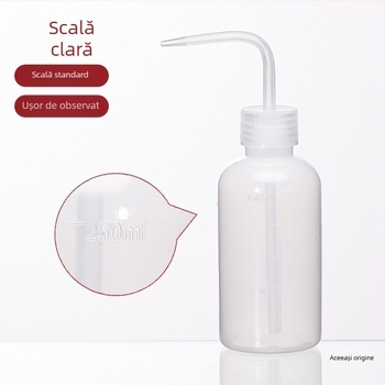 Sticlă de spălat din plastic cu robinet curbat și conductă laterală, sticlă de laborator 250/500/1000 ml