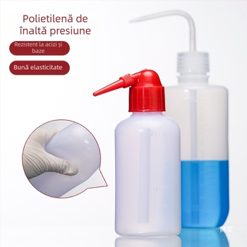 Sticlă de spălat din plastic cu robinet curbat și conductă laterală, sticlă de laborator 250/500/1000 ml