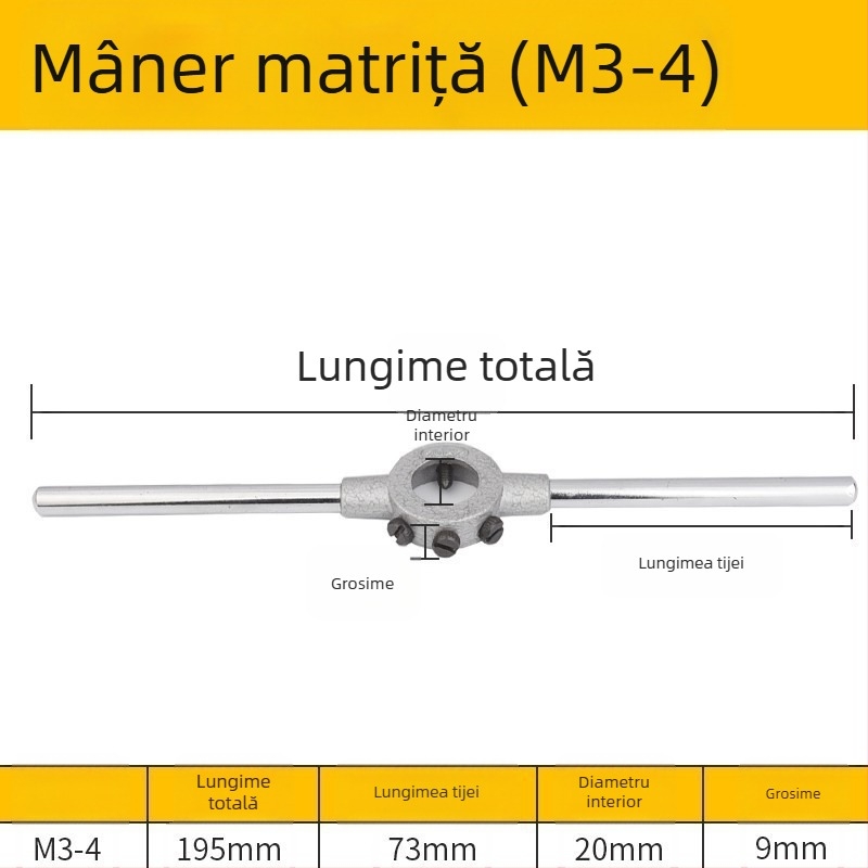 Cheie pentru filetare din oțel aliat, manuală, pentru filet metrice