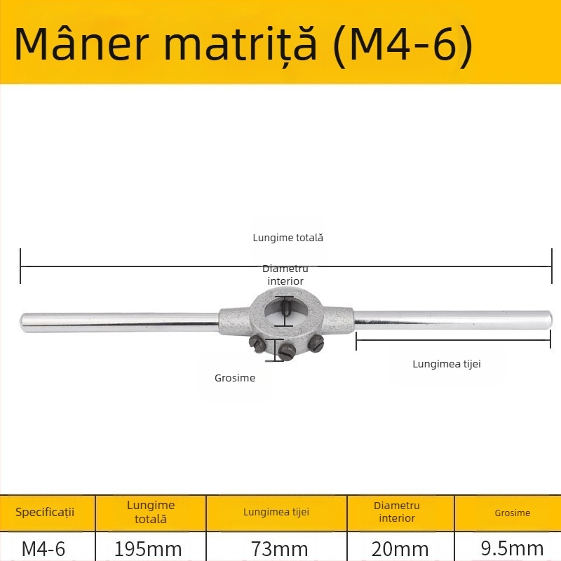 Cheie pentru filetare din oțel aliat, manuală, pentru filet metrice