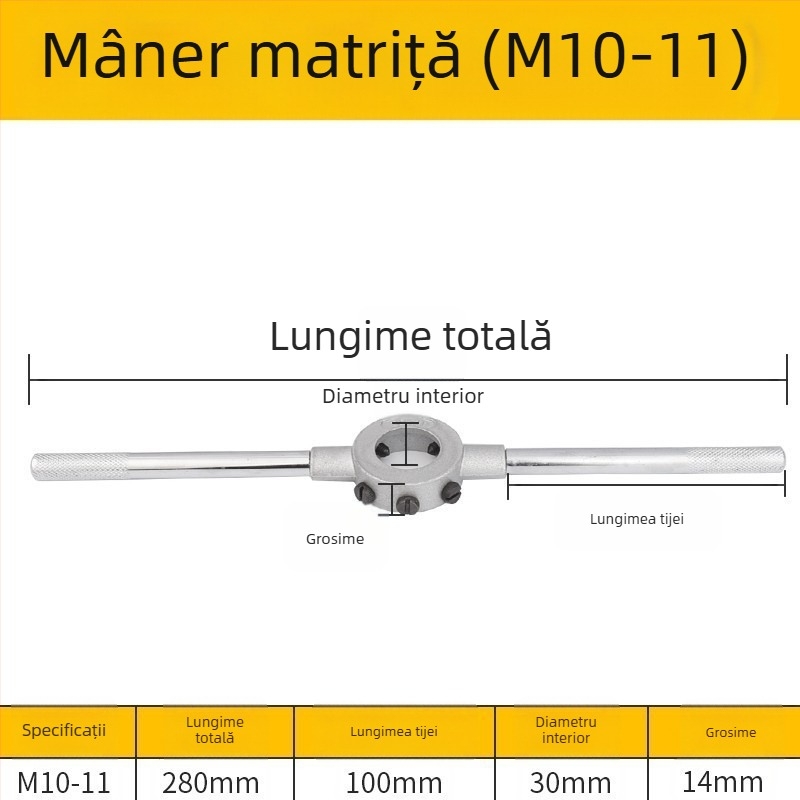 Cheie pentru filetare din oțel aliat, manuală, pentru filet metrice