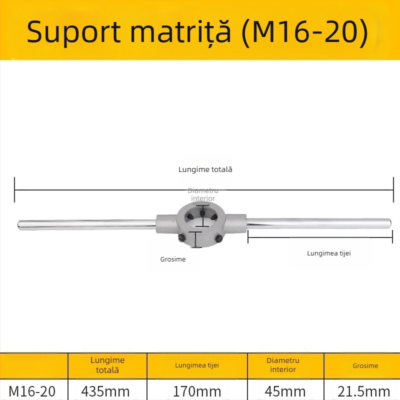 Cheie pentru filetare din oțel aliat, manuală, pentru filet metrice
