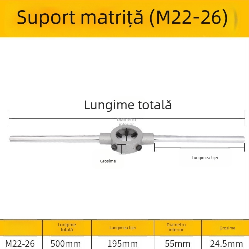 Cheie pentru filetare din oțel aliat, manuală, pentru filet metrice