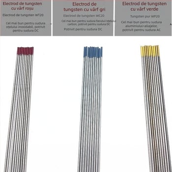 Electrod tungsten din oțel inoxidabil, vârf roșu, echipament de sudură, electrod 1,6 mm, torță TIG 2,0/2,4 mm