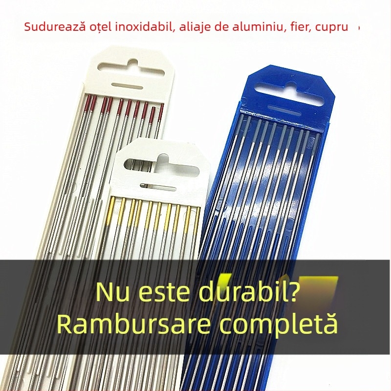 Electrod tungsten din oțel inoxidabil, vârf roșu, echipament de sudură, electrod 1,6 mm, torță TIG 2,0/2,4 mm