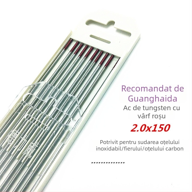 Electrod tungsten din oțel inoxidabil, vârf roșu, echipament de sudură, electrod 1,6 mm, torță TIG 2,0/2,4 mm