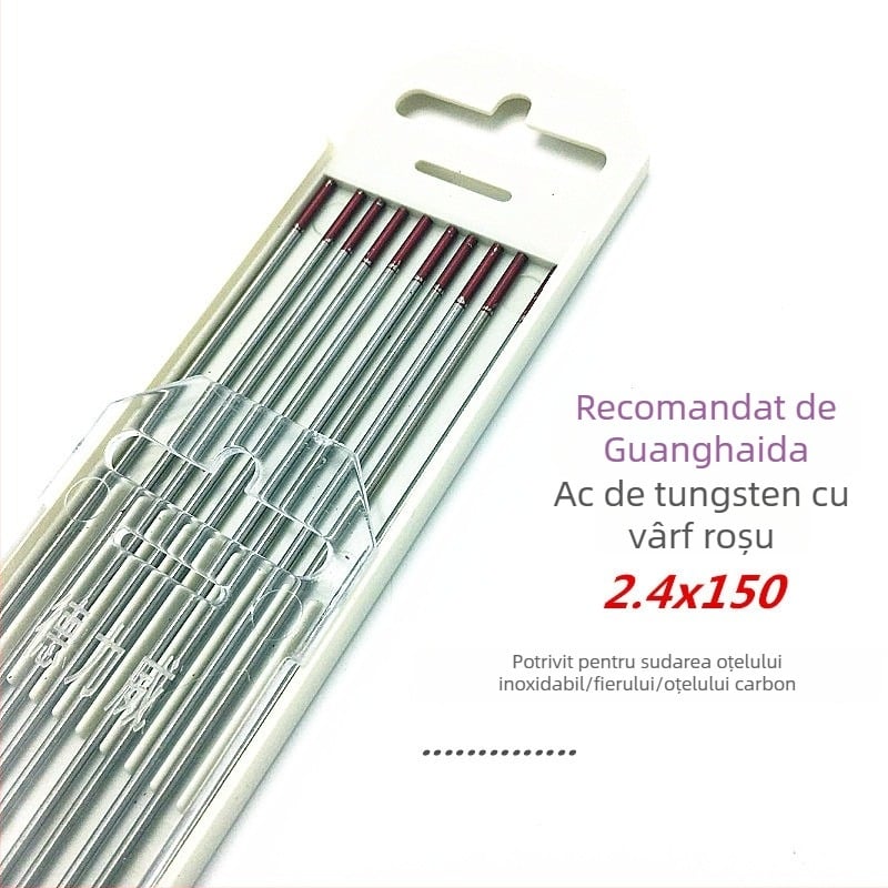 Electrod tungsten din oțel inoxidabil, vârf roșu, echipament de sudură, electrod 1,6 mm, torță TIG 2,0/2,4 mm