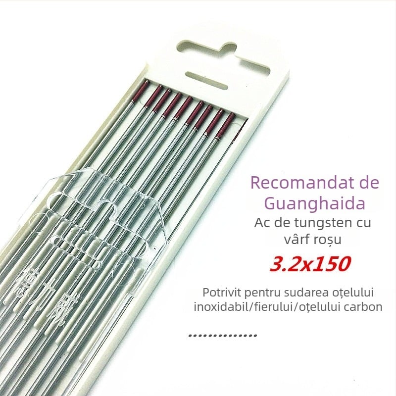 Electrod tungsten din oțel inoxidabil, vârf roșu, echipament de sudură, electrod 1,6 mm, torță TIG 2,0/2,4 mm