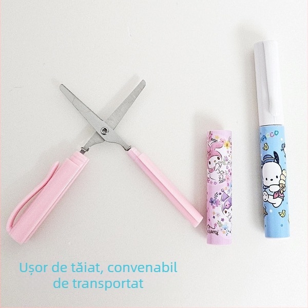 Cartoon drăguț în stil japonez, cu trei ochi — Cinnamoroll, Pudding Dog și Kuromi — foarfecă portabilă în formă de stilou pentru elevi, acasă și la birou