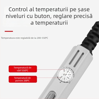 Yellow Flower fier de lipit electric puternic cu temperatură reglabilă, pistol de sudură și vârfuri interschimbabile: vârf ascuțit, vârf plat și vârf în unghi — 100W/150W/200W