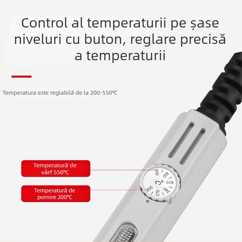Yellow Flower fier de lipit electric puternic cu temperatură reglabilă, pistol de sudură și vârfuri interschimbabile: vârf ascuțit, vârf plat și vârf în unghi — 100W/150W/200W