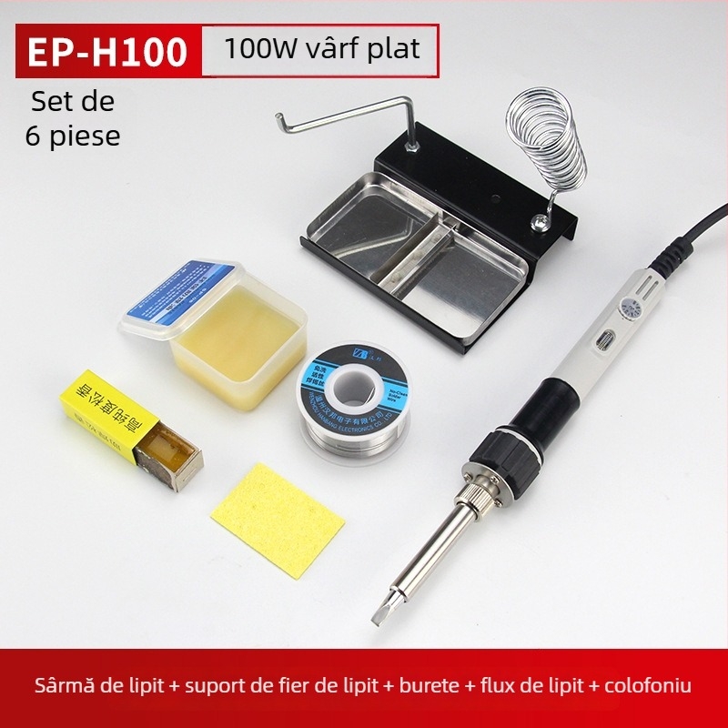 Yellow Flower fier de lipit electric puternic cu temperatură reglabilă, pistol de sudură și vârfuri interschimbabile: vârf ascuțit, vârf plat și vârf în unghi — 100W/150W/200W