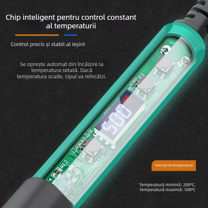Fier de lipit cu afișaj digital, putere înaltă, temperatură reglabilă, durată lungă de viață, 100–200 W, vârfuri cu lamă și în formă de copită, pistol de lipit de nivel industrial