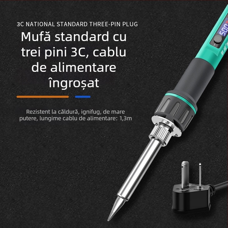 Fier de lipit cu afișaj digital, putere înaltă, temperatură reglabilă, durată lungă de viață, 100–200 W, vârfuri cu lamă și în formă de copită, pistol de lipit de nivel industrial