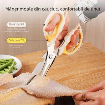 Foarfece de bucătărie pentru oase, oțel inoxidabil, multifuncționale, pentru uz casnic, tăierea oaselor de pui și pește, foarfece pentru grătar