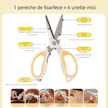Foarfece de bucătărie pentru oase, oțel inoxidabil, multifuncționale, pentru uz casnic, tăierea oaselor de pui și pește, foarfece pentru grătar