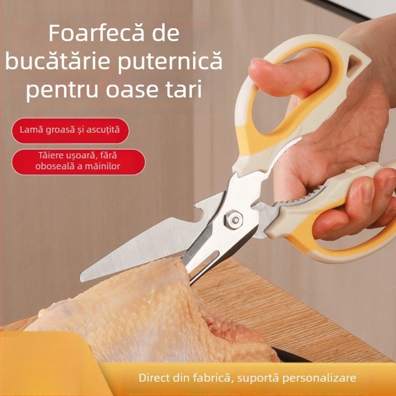 Foarfece de bucătărie pentru oase, oțel inoxidabil, multifuncționale, pentru uz casnic, tăierea oaselor de pui și pește, foarfece pentru grătar