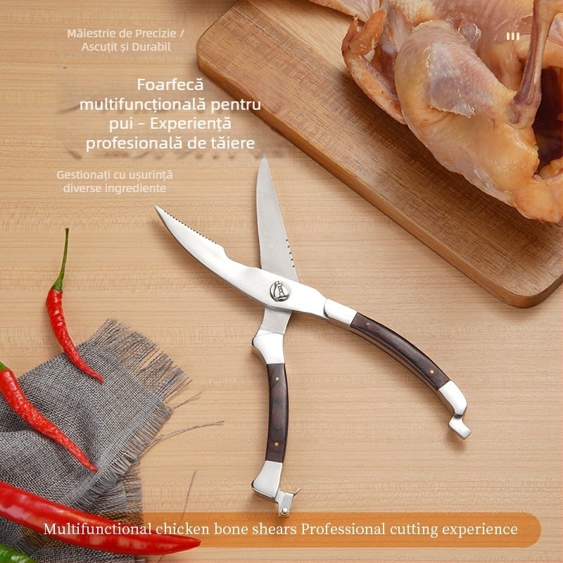 Foarfecă de bucătărie din oțel inoxidabil, multifuncțională pentru oase, carne de pasăre și grătar