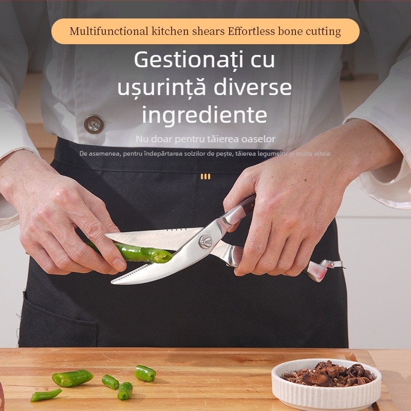 Foarfecă de bucătărie din oțel inoxidabil, multifuncțională pentru oase, carne de pasăre și grătar
