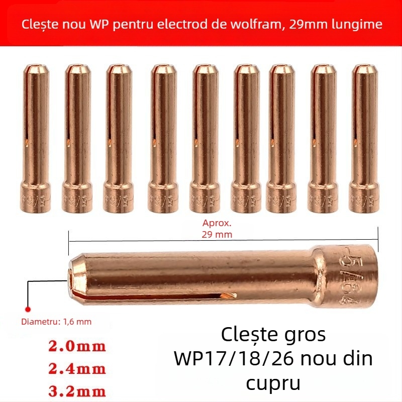 Accesorii pentru pistolul de sudură cu argon WP-17/18/26: deflector scurt și duză porțelan cu ecran din plasă