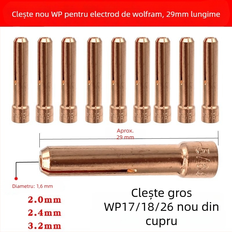 Accesorii pentru pistolul de sudură cu argon WP-17/18/26: deflector scurt și duză porțelan cu ecran din plasă