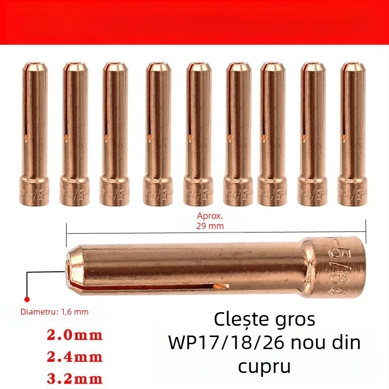 Accesorii pentru pistolul de sudură cu argon WP-17/18/26: deflector scurt și duză porțelan cu ecran din plasă