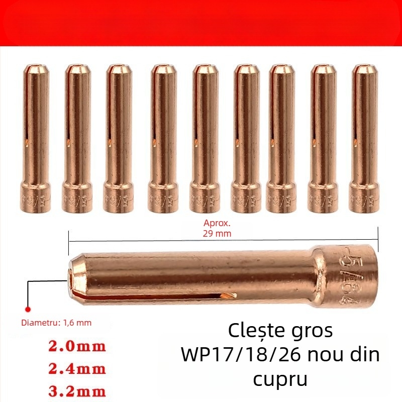 Accesorii pentru pistolul de sudură cu argon WP-17/18/26: deflector scurt și duză porțelan cu ecran din plasă