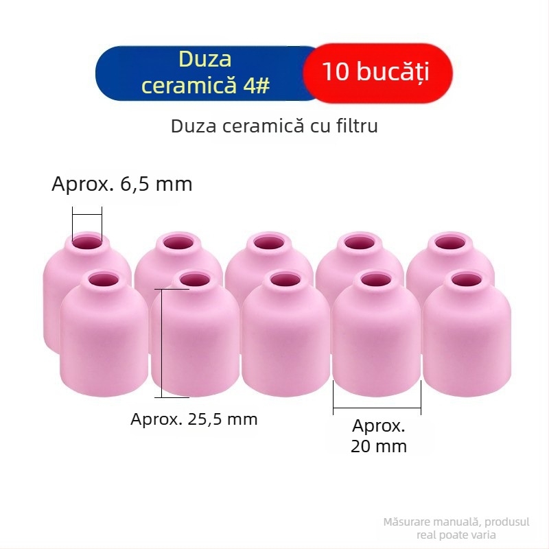Accesorii pentru pistolul de sudură cu argon WP-17/18/26: deflector scurt și duză porțelan cu ecran din plasă