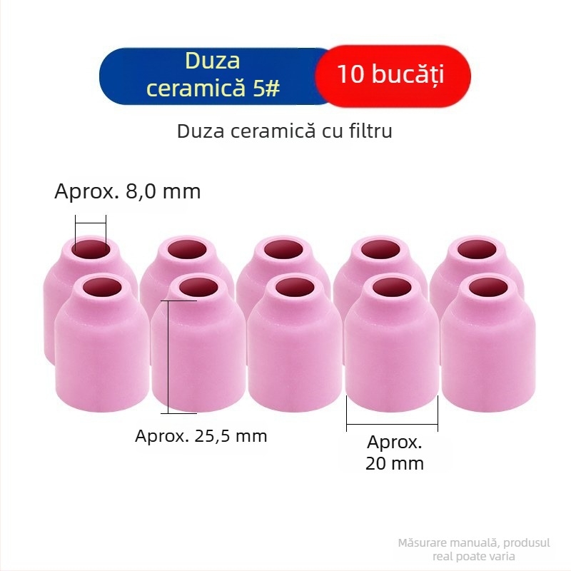 Accesorii pentru pistolul de sudură cu argon WP-17/18/26: deflector scurt și duză porțelan cu ecran din plasă