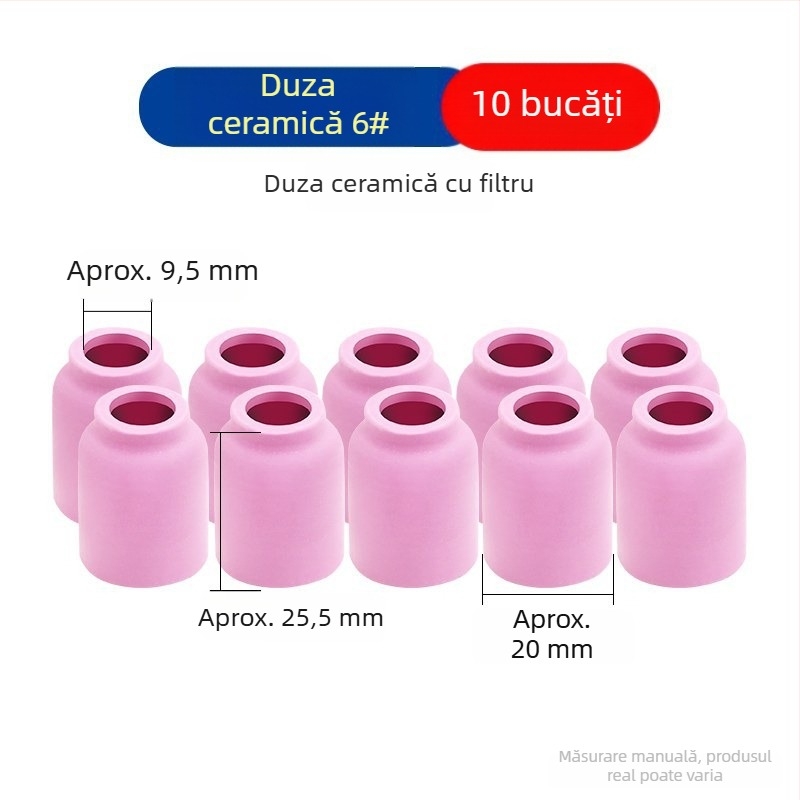 Accesorii pentru pistolul de sudură cu argon WP-17/18/26: deflector scurt și duză porțelan cu ecran din plasă