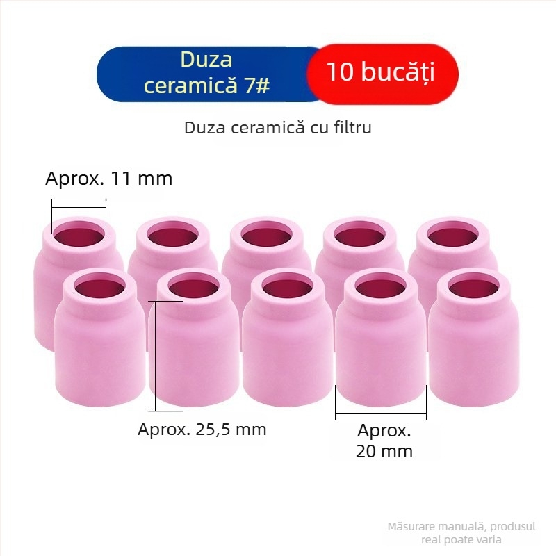 Accesorii pentru pistolul de sudură cu argon WP-17/18/26: deflector scurt și duză porțelan cu ecran din plasă