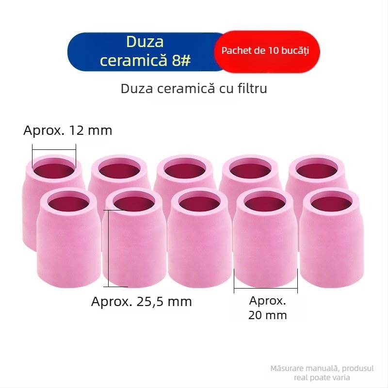 Accesorii pentru pistolul de sudură cu argon WP-17/18/26: deflector scurt și duză porțelan cu ecran din plasă
